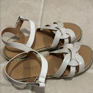 Cat & Jack Glittery White and Brown Sandals